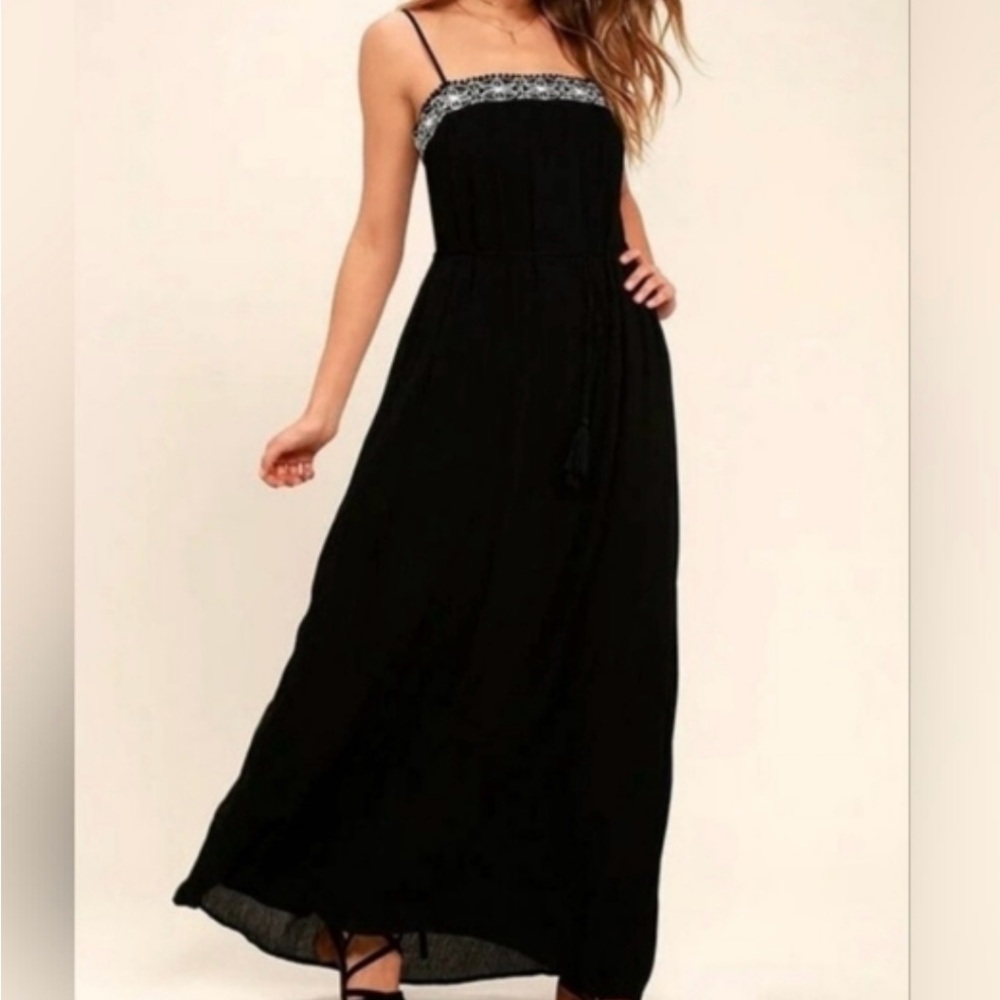 Lulu's Black Pleated Maxi Sundress Wedding